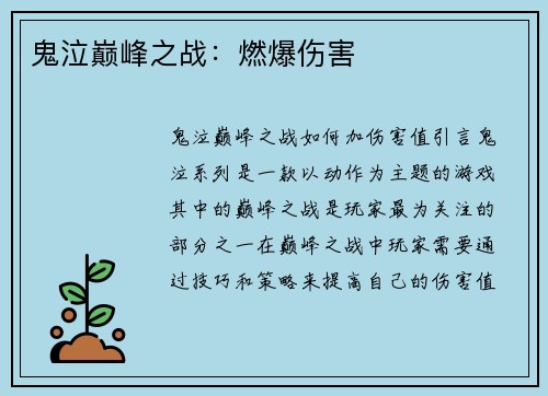 鬼泣巅峰之战：燃爆伤害